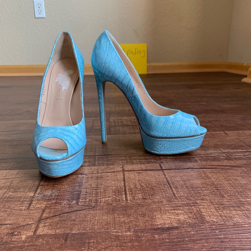 Casadei snake print peeptoe stiletto platform heel - Picture 11 of 14